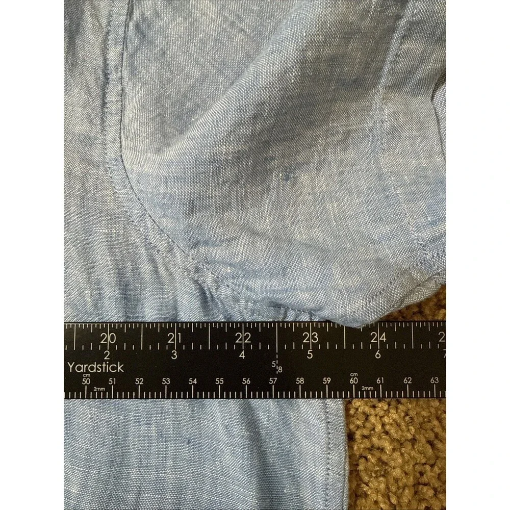 Banana Republic Men’s Large Camden Fit 100% Linen Short Sleeve Button Up Blue‎